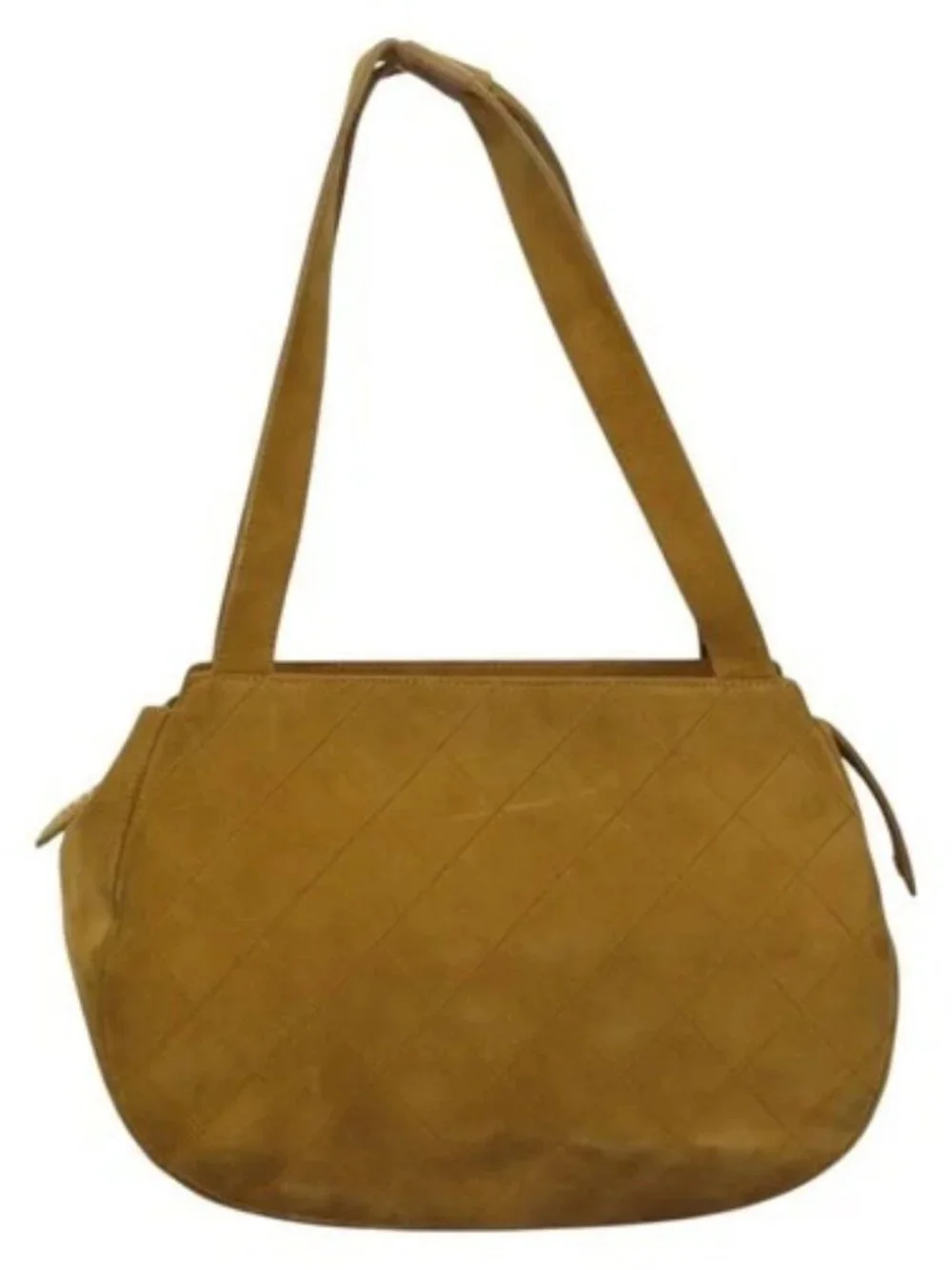CHANEL Matelasse Hand Bag Suede Yellow CC Auth bs24019
